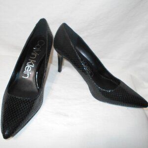 Calvin Klein Black Snake Skin Pointed Heels